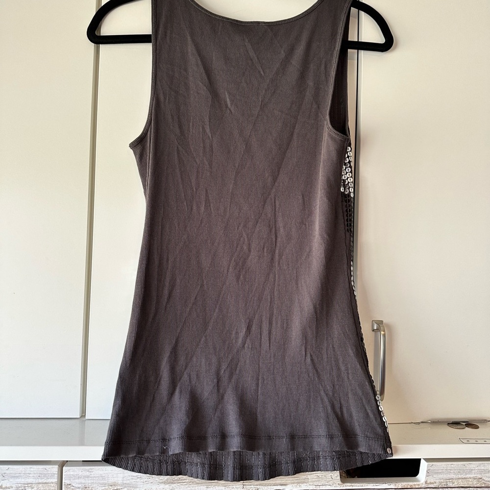 ✨🤎 Express Sequin Chevron Tank Top Black Silver Party Size Large - Picture 3 of 7